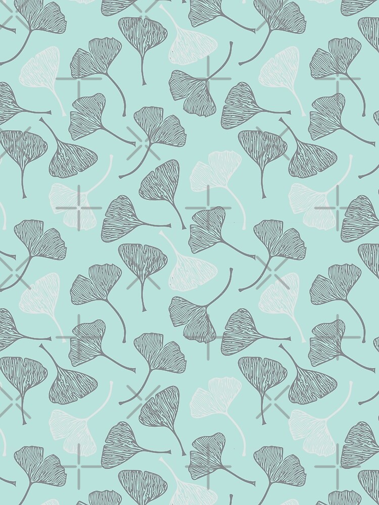 Ginkgo Grey on Seafoam by beththompsonart
