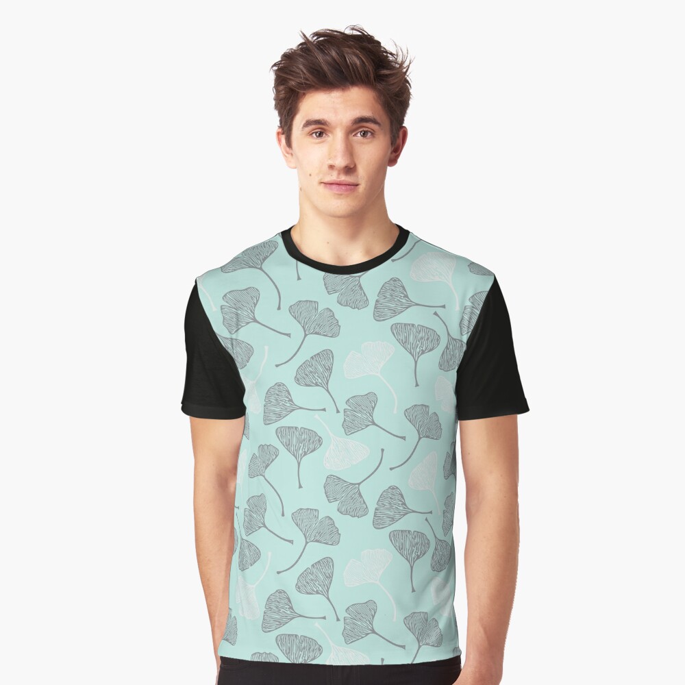 Ginkgo Grey on Seafoam Graphic T-Shirt