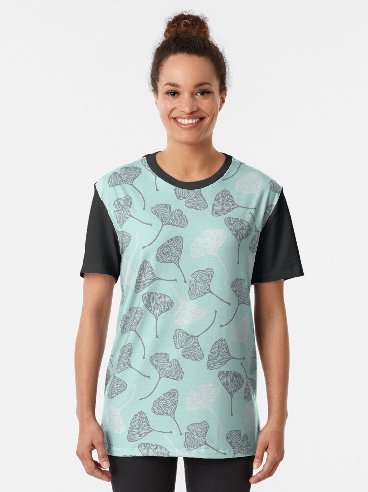 Alternate view of Ginkgo Grey on Seafoam Graphic T-Shirt