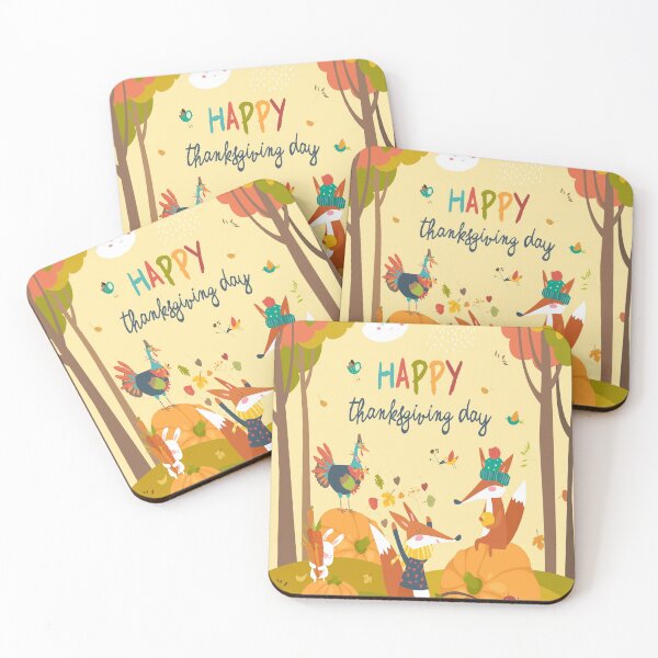 Item preview, Happy Thanksgiving Day With Animal Friends designed and sold by MclaughlinGifts.
