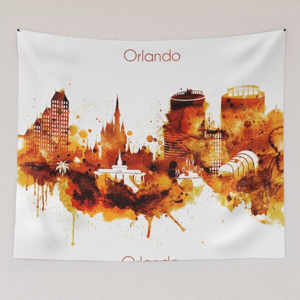 Item preview, Orlando Florida Red Yellow Skyline designed and sold by DimDom.