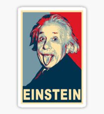 Albert Einstein Portrait pulling tongue Campaign Design Sticker