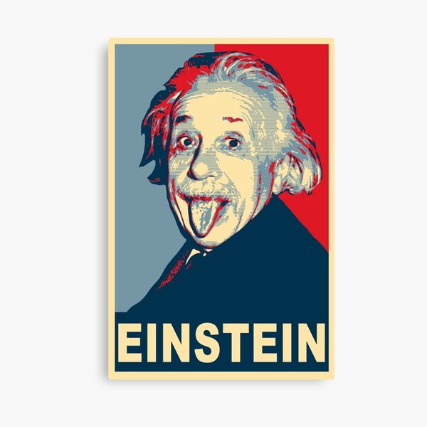 Albert Einstein Portrait pulling tongue Campaign Design Canvas Print