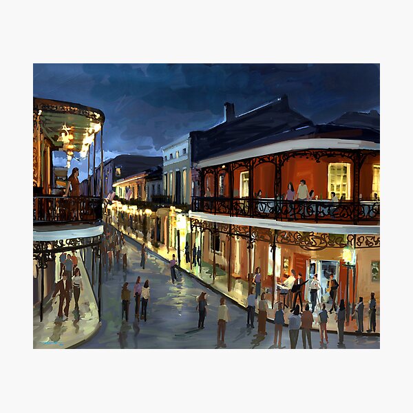 Item preview, Bourbon Street at night designed and sold by twhiteart.