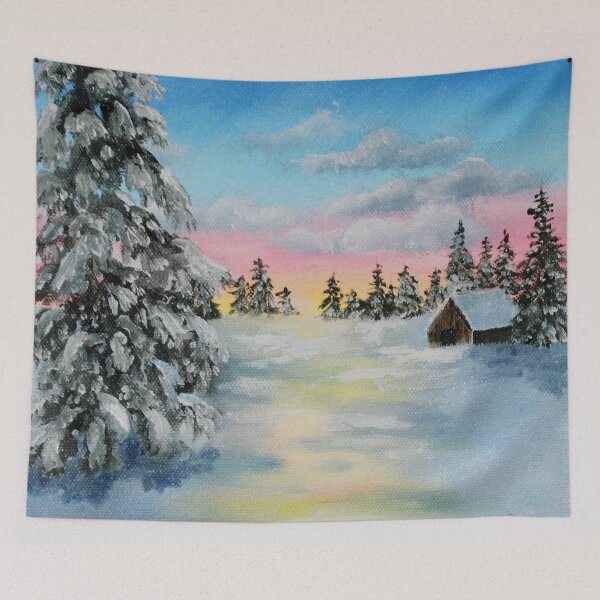 Item preview, Winter Sunset Landscape Painting designed and sold by mary hughes.