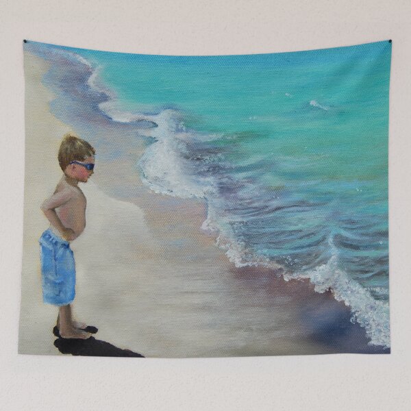 Item preview, Boy Meets Wave Seascape Beach Painting designed and sold by mary hughes.