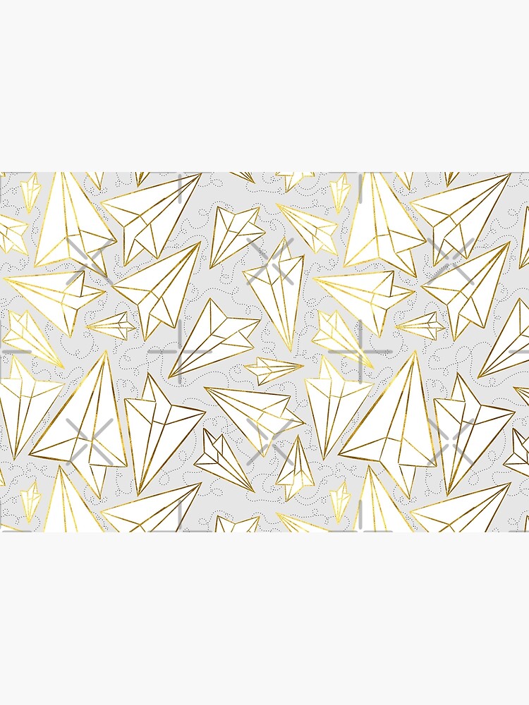 Paper Airplanes Gold Grey by beththompsonart