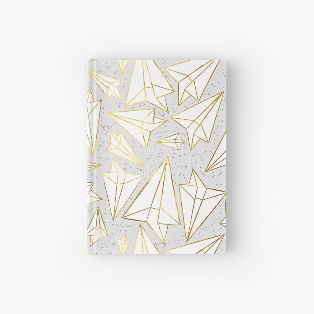 Paper Airplanes Gold Grey Hardcover Journal
