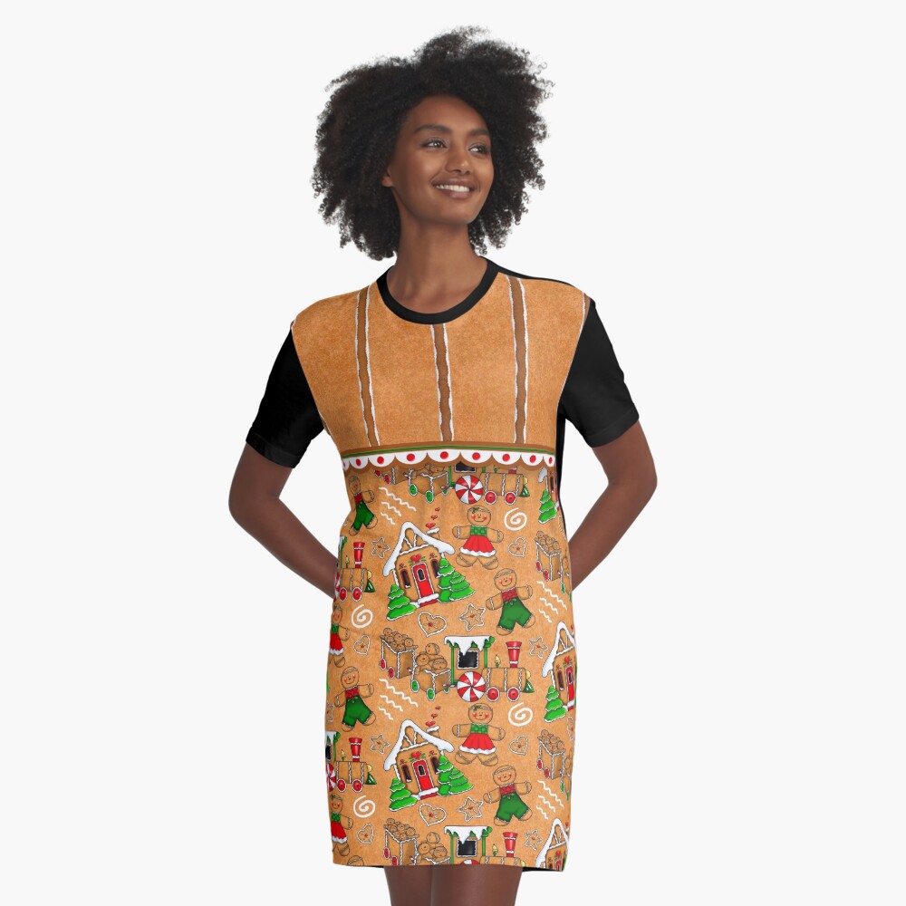 Holiday Gingerbread and Spice Graphic T-Shirt Dress