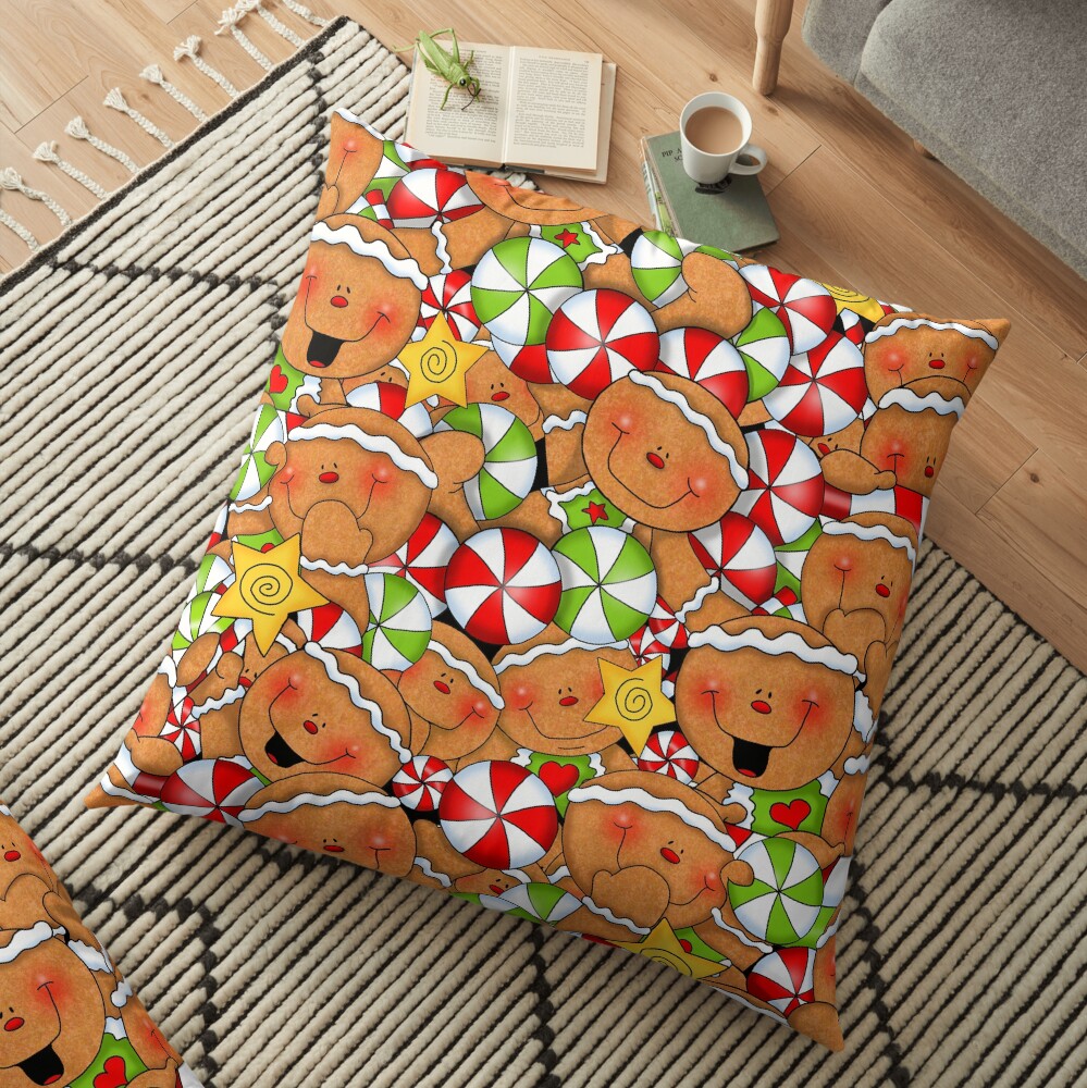 Holiday Gingerbread and Spice Floor Pillow