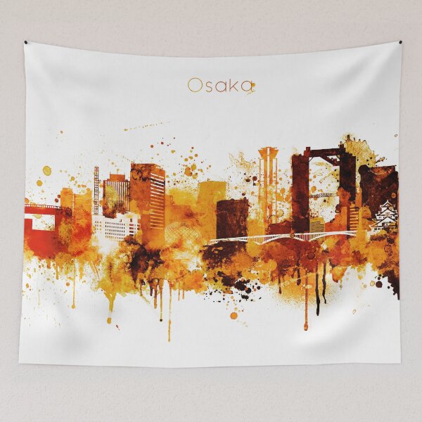 Item preview, Osaka Japan Red Yellow Skyline designed and sold by DimDom.
