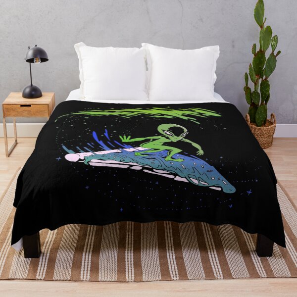 Item preview, Alien surfer with pizza in space. designed and sold by emphatic.