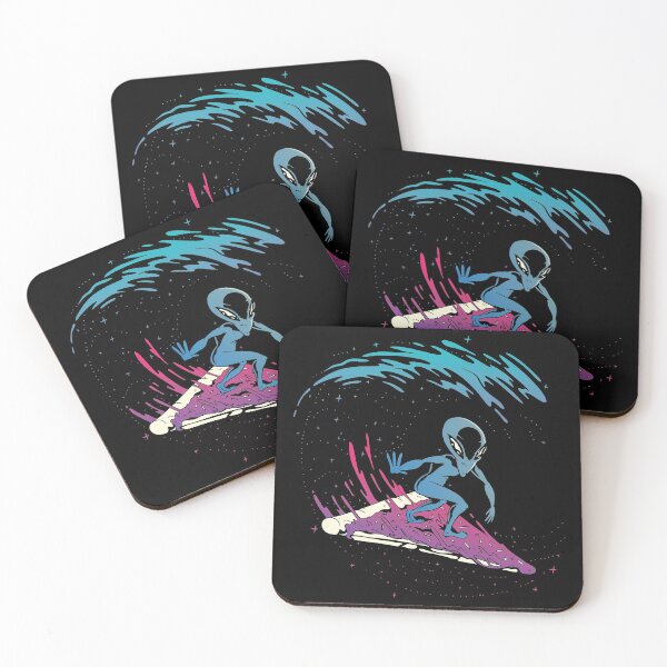 Item preview, Alien surfer with pizza in space. designed and sold by emphatic.