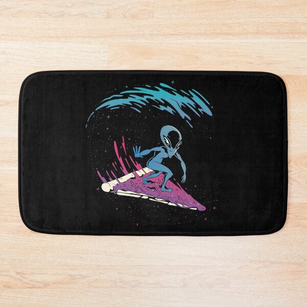 Item preview, Alien surfer with pizza in space. designed and sold by emphatic.