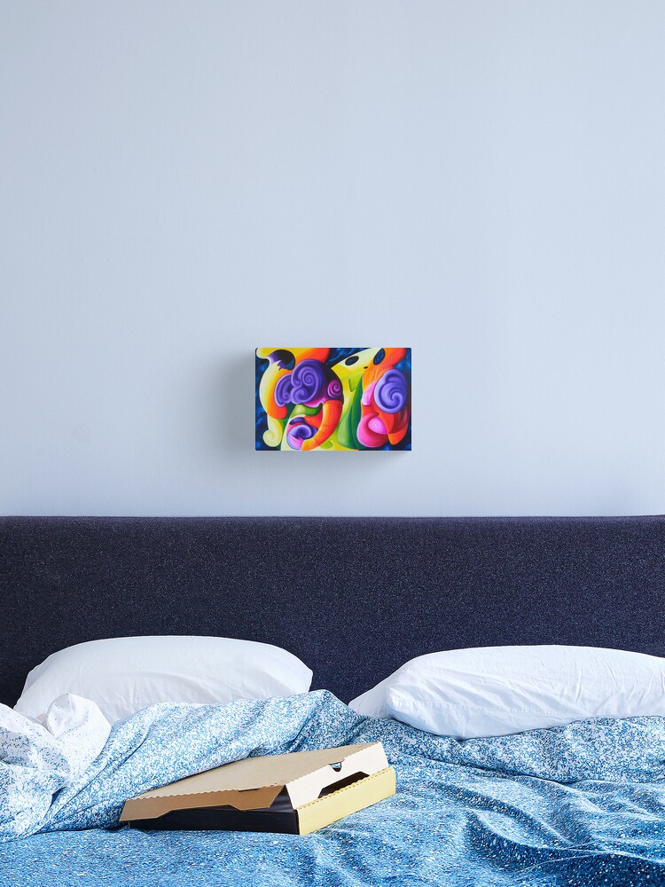 Thumbnail 2 of 3, Canvas Print, "Bailando en el Espacio" colourful abstract oil painting designed and sold by jknowles.