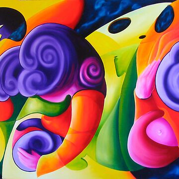 Artwork thumbnail, "Bailando en el Espacio" colourful abstract oil painting by James Knowles