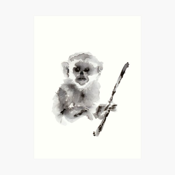 Ink Baby Snub Nosed Monkey Art Print