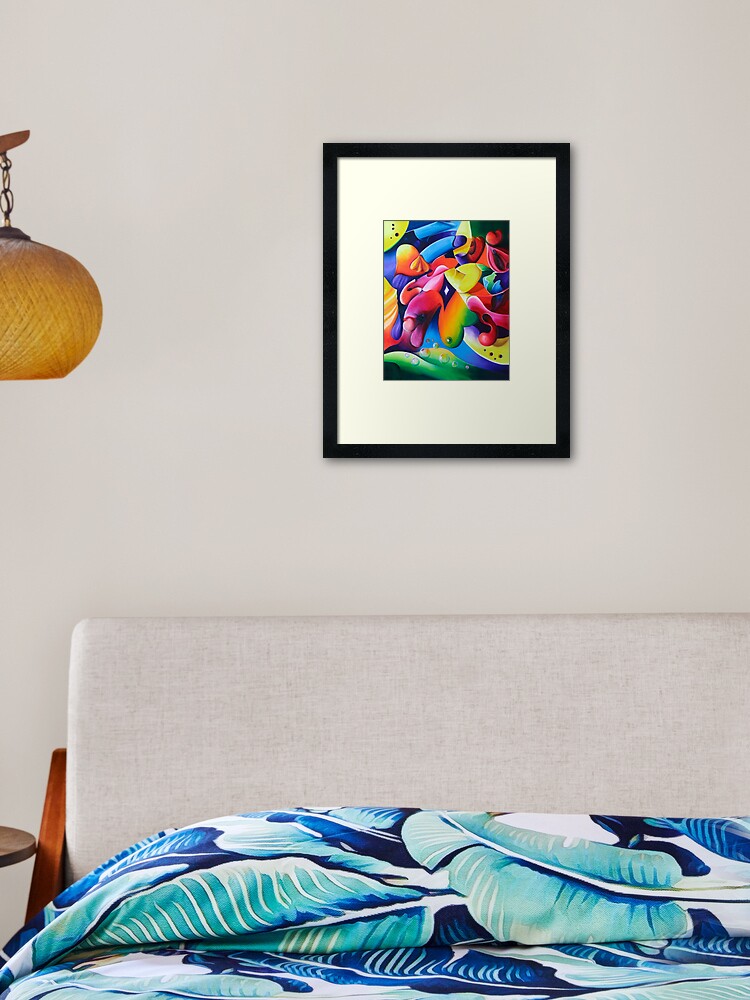 Thumbnail 2 of 7, Framed Art Print, "Preconceptions" - colorful abstract expressionistic oil painting designed and sold by jknowles.