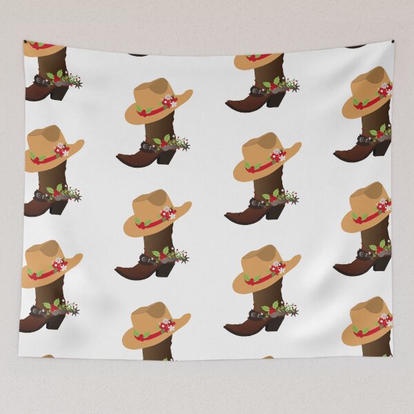 Item preview, Western Southwest Christmas Cowboy Boot and Hat designed and sold by ColorFlowArt.