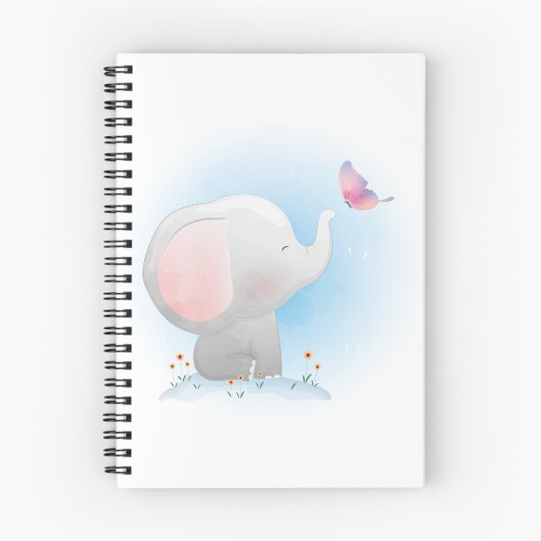 Aperçu de l'œuvre Mignon bébé éléphant et papillon créée et vendue par Alli Well.