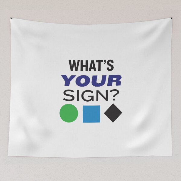 Item preview, 'What's Your Sign?' (White) designed and sold by The Button Gal.
