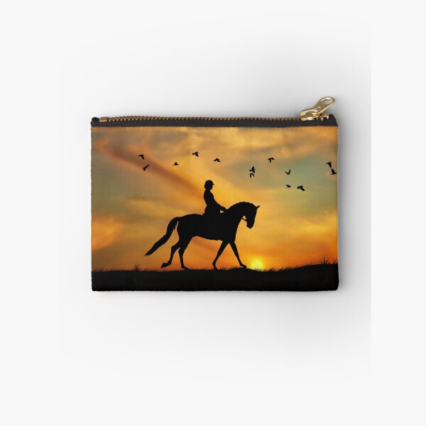Item preview, Dressage Rider and Horse at Sunset With Birds designed and sold by Stephanie Laird.