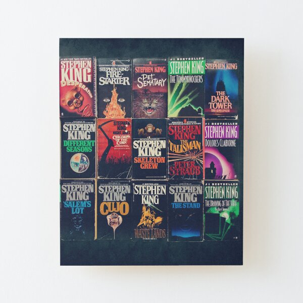 Stephen King Book Fronts Wood Mounted Print