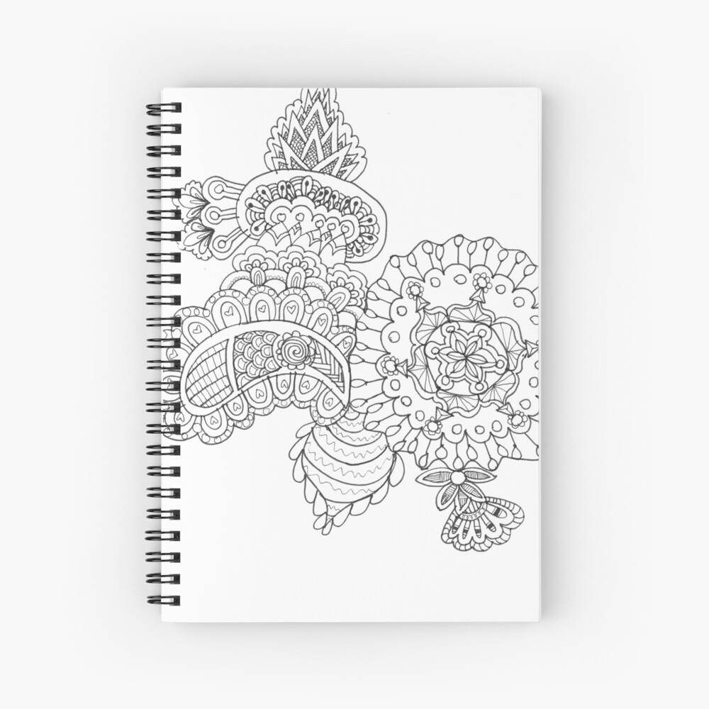 Sleeping Mystic Fox - Adult Coloring Book Style Spiral Notebook for Sale  by conscript