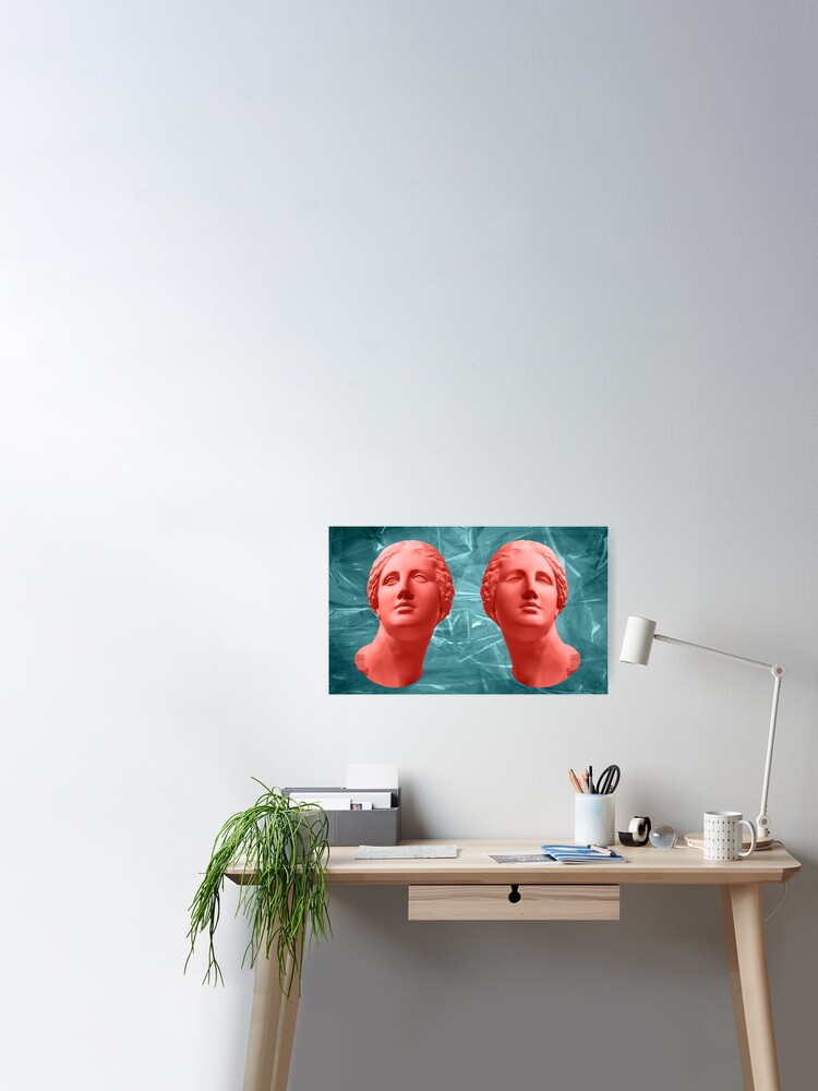 Modern art poster with ancient statue of bust of Venus with eyes