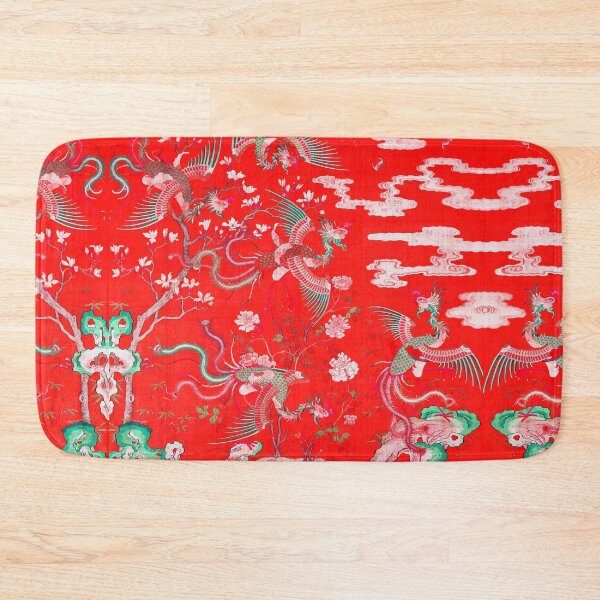 Item preview, Five Phoenixes in The Garden ,Chinese Imperial Bright Red Floral Tapestry designed and sold by BulganLumini.
