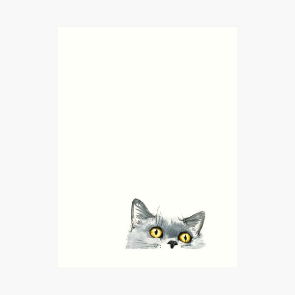 Watercolor peeking British shorthair Art Print