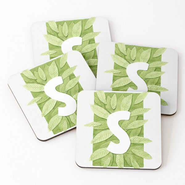Item preview, Letter S in green watercolor leaves designed and sold by helga-wigandt.