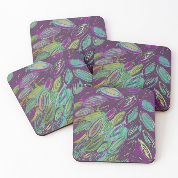 Item preview, Watercolor Leaves in Purple Teal Blue Gold designed and sold by djrunnels.