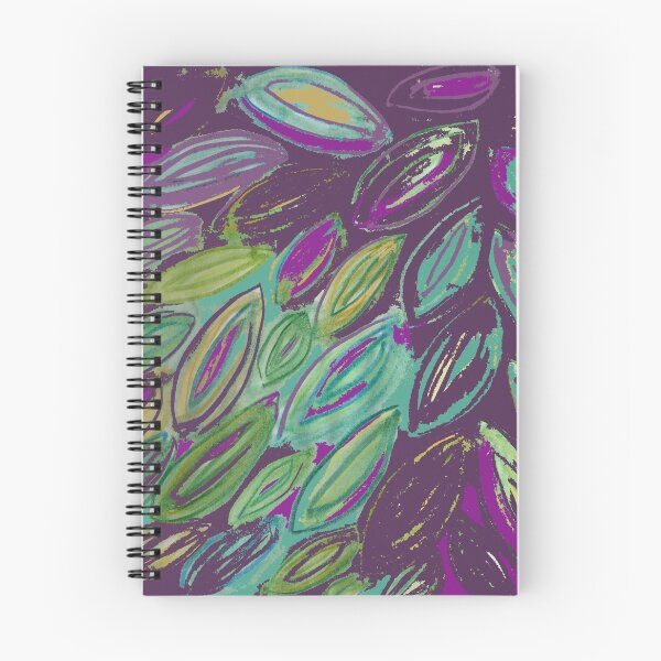Item preview, Watercolor Leaves in Purple Teal Blue Gold designed and sold by djrunnels.