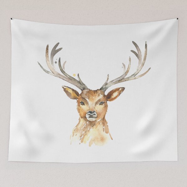 Item preview, Watercolor deer head designed and sold by Jenmag.