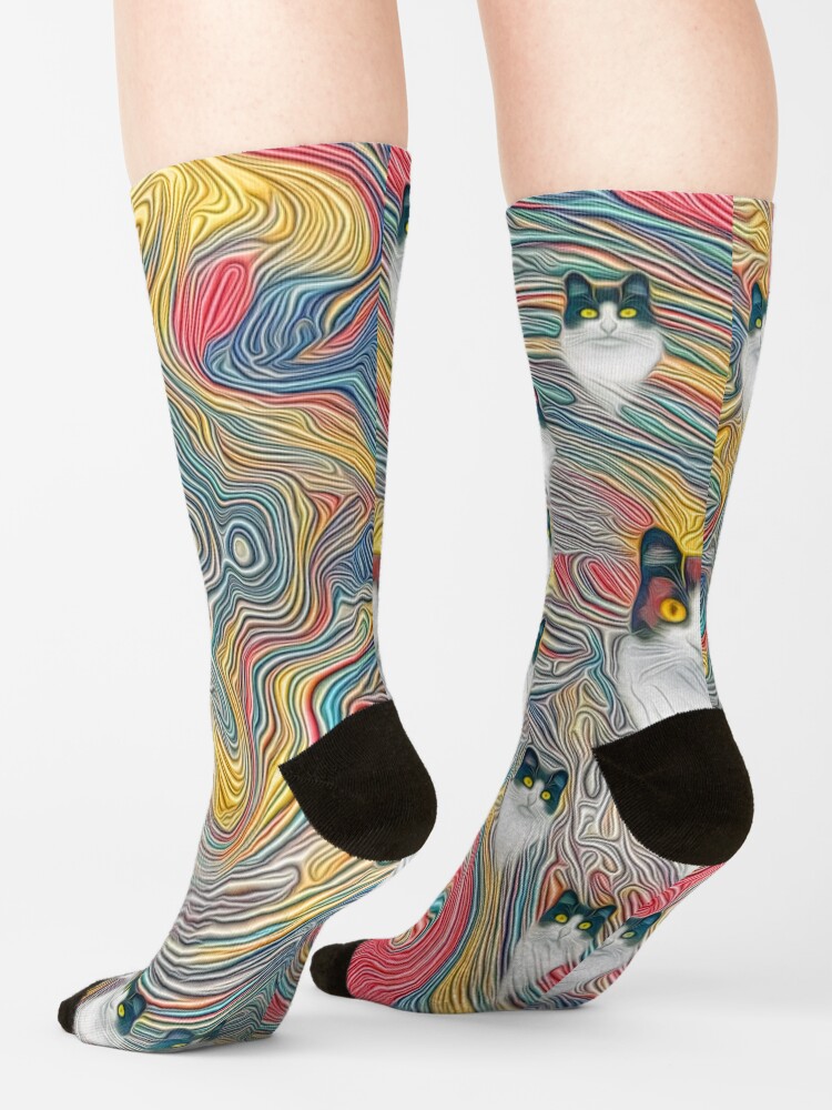 Alternate view of Abstract fibonacci cats Socks
