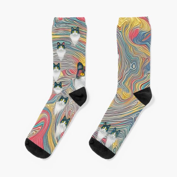 Abstract fibonacci cats Socks