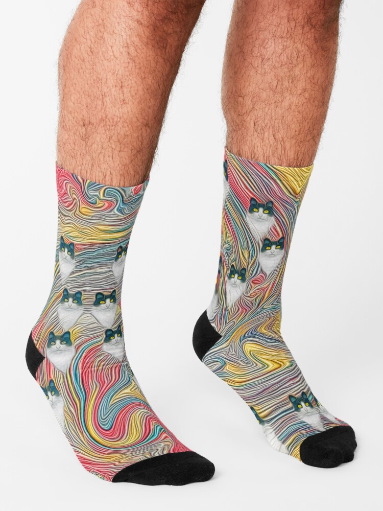 Alternate view of Abstract fibonacci cats Socks