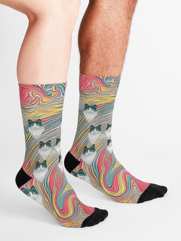 Alternate view of Abstract fibonacci cats Socks