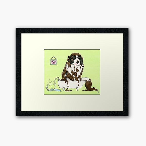 Bath Time For Muddy Puppy Framed Art Print