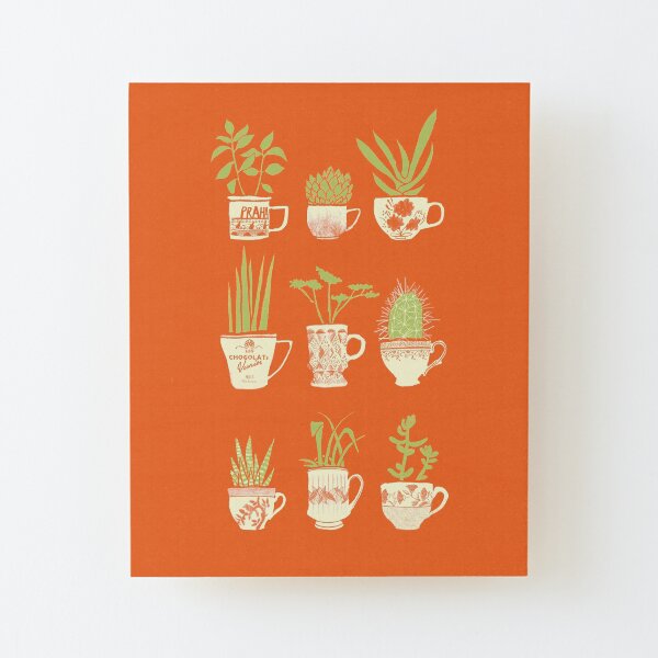 Succulentes tasse à thé Impression montée sur bois
