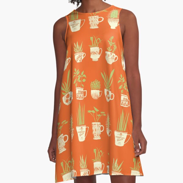 Teacup Succulents A-Line Dress
