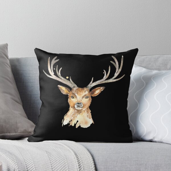 Item preview, Deer head watercolor black background designed and sold by Jenmag.