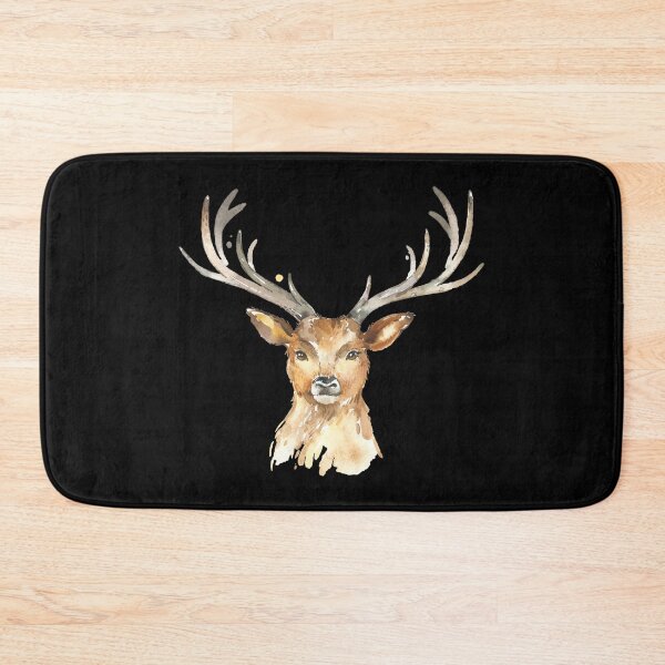 Item preview, Deer head watercolor black background designed and sold by Jenmag.