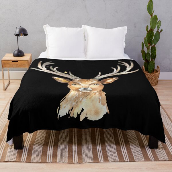 Item preview, Deer head watercolor black background designed and sold by Jenmag.