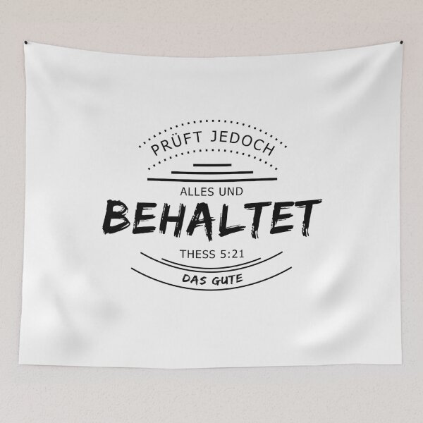 Artikelvorschau, Bibelvers HFA Thess 5,21 entworfen und verkauft von GoodNewsDesign.