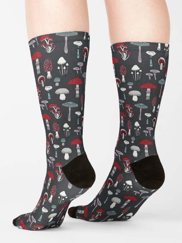 Alternate view of Midnight Mushrooms - fun fungus pattern by Cecca Designs Socks