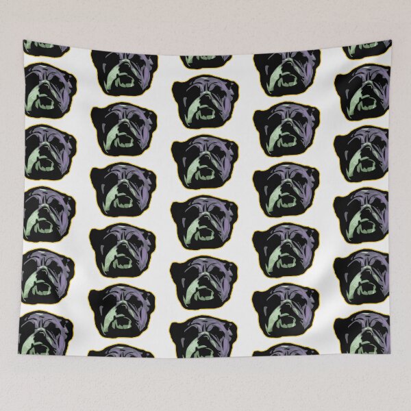 Item preview, English Bulldog face - blueish purple Bulldog - abstract Bully dog - Bulldog gifts designed and sold by smooshfaceutd.