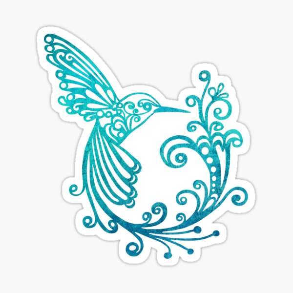 Blue Watercolor Stylized Hummingbird Sticker