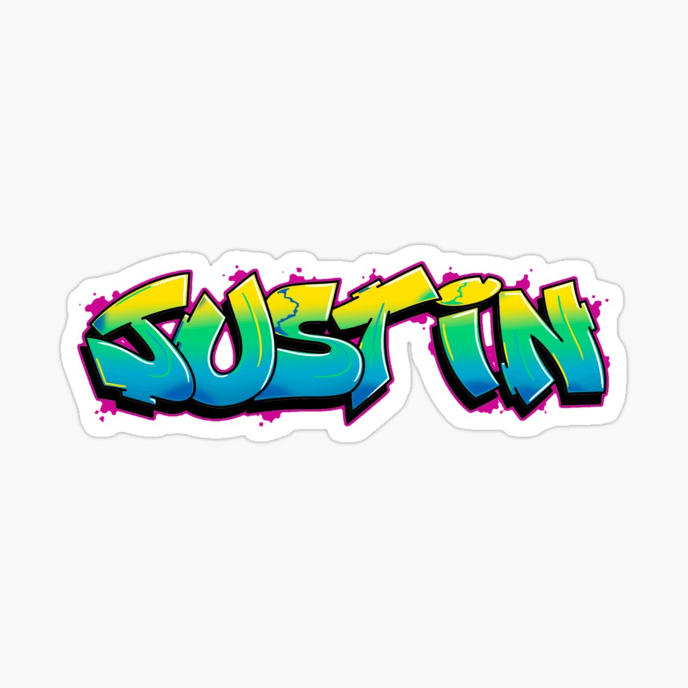 Justin Graffiti Name Style Justin Graffiti Design Sticker By Graffmerch Redbubble